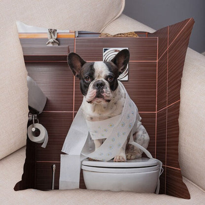 MINI French Bulldog Pillow Case for Home Sofa Car Soft Plush Decor Cute Pet Animal Dog Cushion Cover Printed Pillowcase 45x45cm