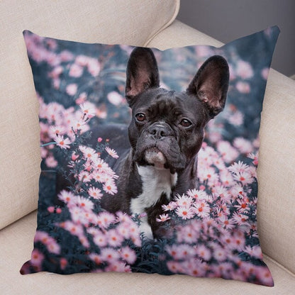 MINI French Bulldog Pillow Case for Home Sofa Car Soft Plush Decor Cute Pet Animal Dog Cushion Cover Printed Pillowcase 45x45cm