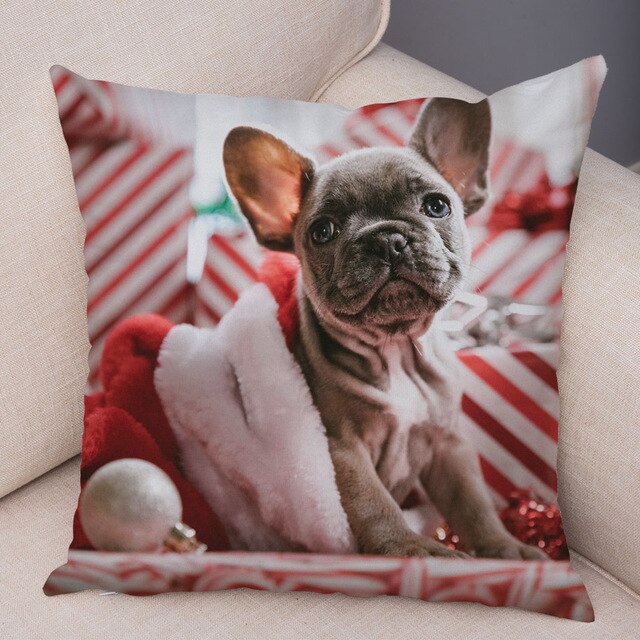 MINI French Bulldog Pillow Case for Home Sofa Car Soft Plush Decor Cute Pet Animal Dog Cushion Cover Printed Pillowcase 45x45cm