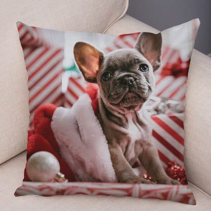MINI French Bulldog Pillow Case for Home Sofa Car Soft Plush Decor Cute Pet Animal Dog Cushion Cover Printed Pillowcase 45x45cm
