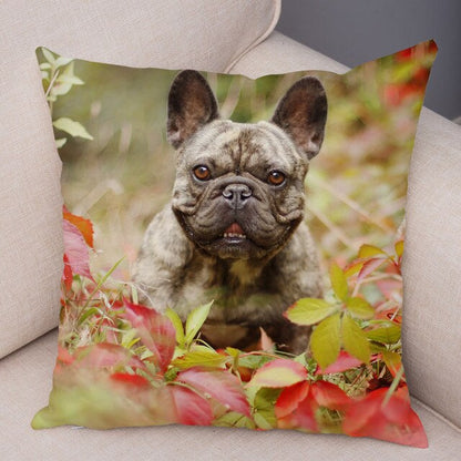 MINI French Bulldog Pillow Case for Home Sofa Car Soft Plush Decor Cute Pet Animal Dog Cushion Cover Printed Pillowcase 45x45cm