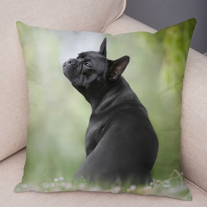 MINI French Bulldog Pillow Case for Home Sofa Car Soft Plush Decor Cute Pet Animal Dog Cushion Cover Printed Pillowcase 45x45cm