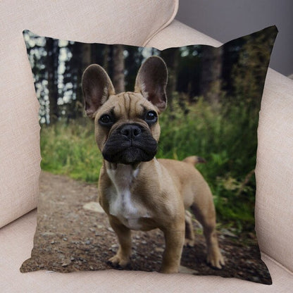 MINI French Bulldog Pillow Case for Home Sofa Car Soft Plush Decor Cute Pet Animal Dog Cushion Cover Printed Pillowcase 45x45cm