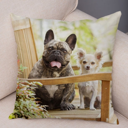 MINI French Bulldog Pillow Case for Home Sofa Car Soft Plush Decor Cute Pet Animal Dog Cushion Cover Printed Pillowcase 45x45cm