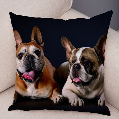 MINI French Bulldog Pillow Case for Home Sofa Car Soft Plush Decor Cute Pet Animal Dog Cushion Cover Printed Pillowcase 45x45cm