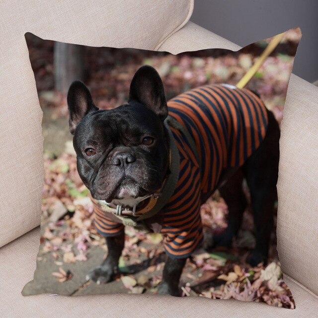 MINI French Bulldog Pillow Case for Home Sofa Car Soft Plush Decor Cute Pet Animal Dog Cushion Cover Printed Pillowcase 45x45cm