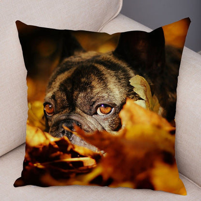 MINI French Bulldog Pillow Case for Home Sofa Car Soft Plush Decor Cute Pet Animal Dog Cushion Cover Printed Pillowcase 45x45cm