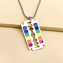 Load image into Gallery viewer, New Rainbow Flag Pride Rainbow Dog Tag Pendant Necklace Love Blade Beaded Chain Necklaces Unisex Jewelry
