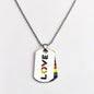 New Rainbow Flag Pride Rainbow Dog Tag Pendant Necklace Love Blade Beaded Chain Necklaces Unisex Jewelry
