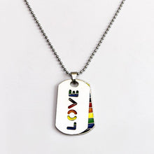 Load image into Gallery viewer, New Rainbow Flag Pride Rainbow Dog Tag Pendant Necklace Love Blade Beaded Chain Necklaces Unisex Jewelry
