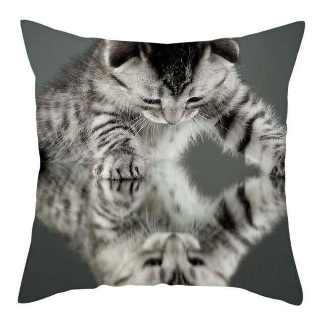 Fuwatacchi Cute Cats Pillowcases Anilmals Pattern Throw Pillow Covers for Home Sofa Polyester Decorative  Cushion Cover 45*45cm
