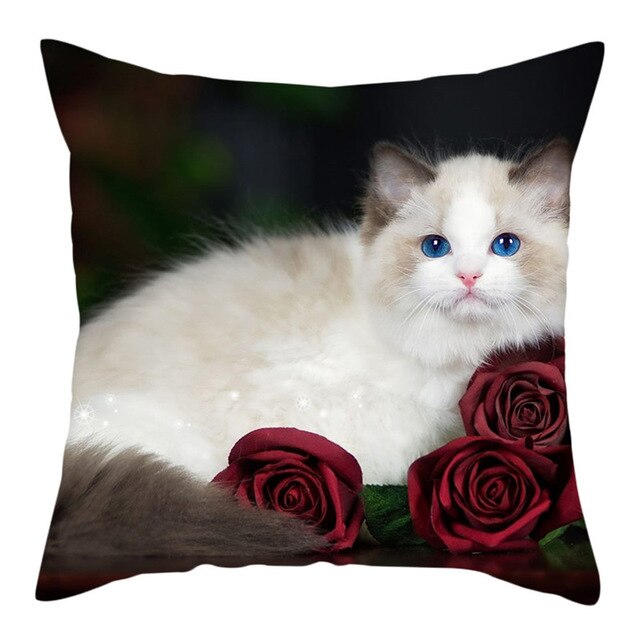 Fuwatacchi Cute Cats Pillowcases Anilmals Pattern Throw Pillow Covers for Home Sofa Polyester Decorative  Cushion Cover 45*45cm