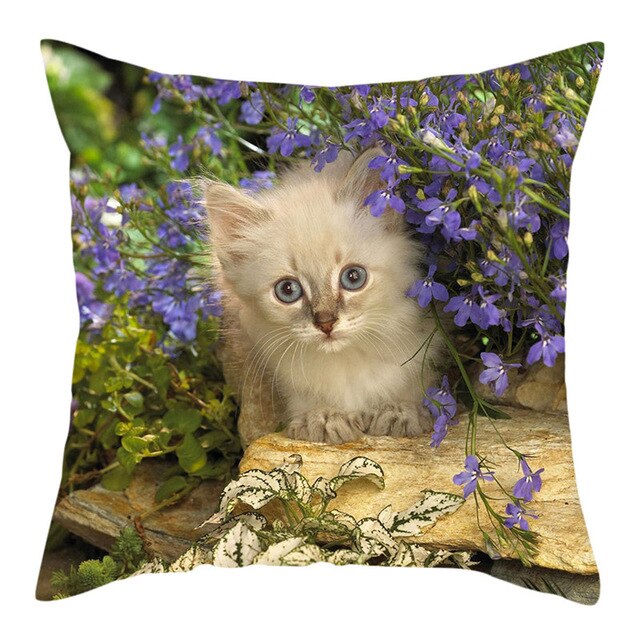 Fuwatacchi Cute Cats Pillowcases Anilmals Pattern Throw Pillow Covers for Home Sofa Polyester Decorative  Cushion Cover 45*45cm