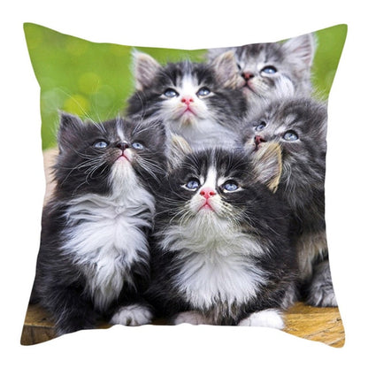 Fuwatacchi Cute Cats Pillowcases Anilmals Pattern Throw Pillow Covers for Home Sofa Polyester Decorative  Cushion Cover 45*45cm