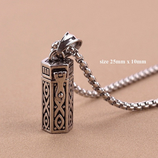 Titanium Vintage Ash Box Pendant Jewelry Pet Urn Cremation Memorial Keepsake Openable Put In Ashes Holder Capsule Chain Necklace