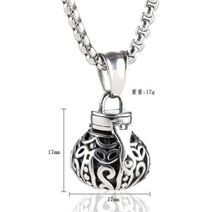 Titanium Vintage Ash Box Pendant Jewelry Pet Urn Cremation Memorial Keepsake Openable Put In Ashes Holder Capsule Chain Necklace