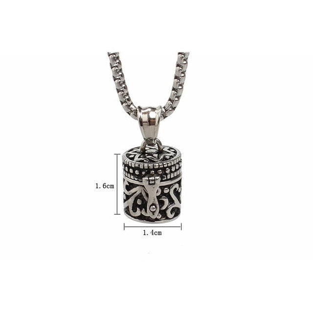 Titanium Vintage Ash Box Pendant Jewelry Pet Urn Cremation Memorial Keepsake Openable Put In Ashes Holder Capsule Chain Necklace