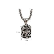 Load image into Gallery viewer, Titanium Vintage Ash Box Pendant Jewelry Pet Urn Cremation Memorial Keepsake Openable Put In Ashes Holder Capsule Chain Necklace
