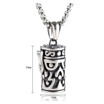 Titanium Vintage Ash Box Pendant Jewelry Pet Urn Cremation Memorial Keepsake Openable Put In Ashes Holder Capsule Chain Necklace