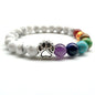 7 Colors 8mm Natural Stone Beads And Footprint Paw Charms Bracelet