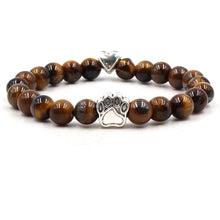 Load image into Gallery viewer, 7 Colors 8mm Natural Stone Beads And Footprint Paw Charms Bracelet
