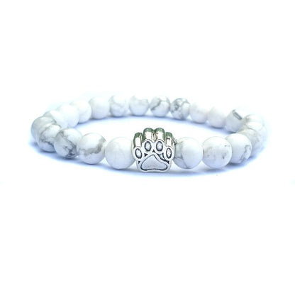 7 Colors 8mm Natural Stone Beads And Footprint Paw Charms Bracelet