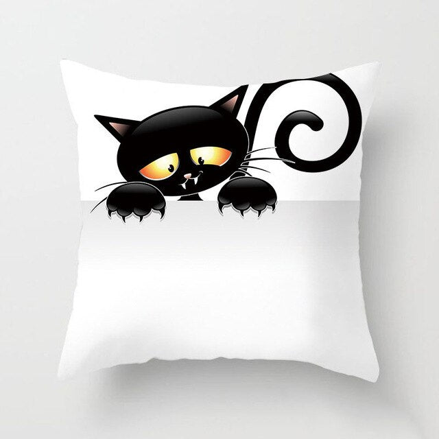 Black Cat Animal Pattern Decorative Cushions Pillowcase Polyester Cushion Cover Throw Pillow Sofa Decoratio