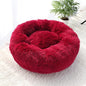 Fluffy Calming Dog Bed Long Plush Donut Pet Bed Hondenmand Round Orthopedic Lounger Sleeping Bag Kennel Cat Puppy Sofa Bed House