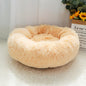 Fluffy Calming Dog Bed Long Plush Donut Pet Bed Hondenmand Round Orthopedic Lounger Sleeping Bag Kennel Cat Puppy Sofa Bed House