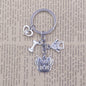 Yorkshire Terrier Dog Animal Ethnic Handmade Keychain Key Ring Pet Tassels Vintage Silver Color