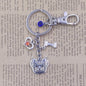 Yorkshire Terrier Dog Animal Ethnic Handmade Keychain Key Ring Pet Tassels Vintage Silver Color