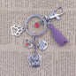 Yorkshire Terrier Dog Animal Ethnic Handmade Keychain Key Ring Pet Tassels Vintage Silver Color