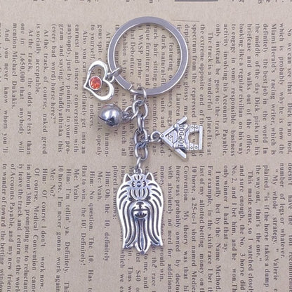 Yorkshire Terrier Dog Animal Ethnic Handmade Keychain Key Ring Pet Tassels Vintage Silver Color