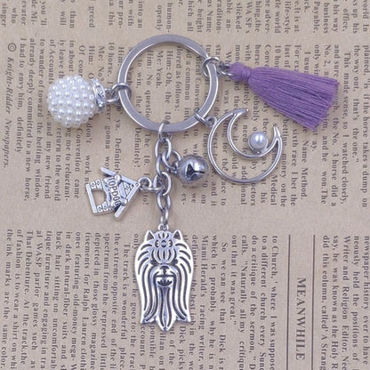 Yorkshire Terrier Dog Animal Ethnic Handmade Keychain Key Ring Pet Tassels Vintage Silver Color