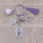 Yorkshire Terrier Dog Animal Ethnic Handmade Keychain Key Ring Pet Tassels Vintage Silver Color