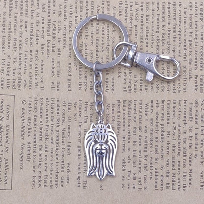 Yorkshire Terrier Dog Animal Ethnic Handmade Keychain Key Ring Pet Tassels Vintage Silver Color