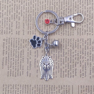 Yorkshire Terrier Dog Animal Ethnic Handmade Keychain Key Ring Pet Tassels Vintage Silver Color