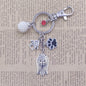 Yorkshire Terrier Dog Animal Ethnic Handmade Keychain Key Ring Pet Tassels Vintage Silver Color