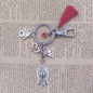 Yorkshire Terrier Dog Animal Ethnic Handmade Keychain Key Ring Pet Tassels Vintage Silver Color