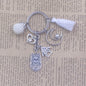 Yorkshire Terrier Dog Animal Ethnic Handmade Keychain Key Ring Pet Tassels Vintage Silver Color