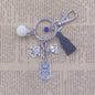 Yorkshire Terrier Dog Animal Ethnic Handmade Keychain Key Ring Pet Tassels Vintage Silver Color