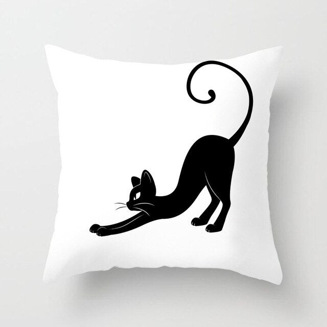 Black Cat Animal Pattern Decorative Pillowcase 45*45 Polyester Cushion Cover Throw Pillow