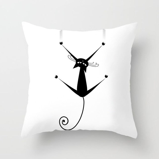 Black Cat Animal Pattern Decorative Pillowcase 45*45 Polyester Cushion Cover Throw Pillow