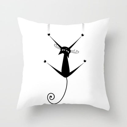 Black Cat Animal Pattern Decorative Pillowcase 45*45 Polyester Cushion Cover Throw Pillow