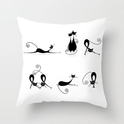 Black Cat Animal Pattern Decorative Pillowcase 45*45 Polyester Cushion Cover Throw Pillow