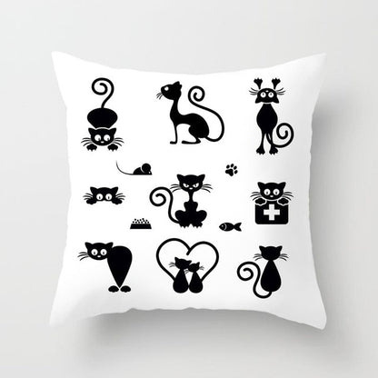 Black Cat Animal Pattern Decorative Pillowcase 45*45 Polyester Cushion Cover Throw Pillow