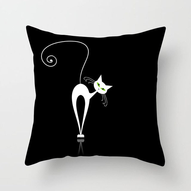 Black Cat Animal Pattern Decorative Pillowcase 45*45 Polyester Cushion Cover Throw Pillow