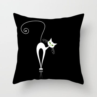 Black Cat Animal Pattern Decorative Pillowcase 45*45 Polyester Cushion Cover Throw Pillow