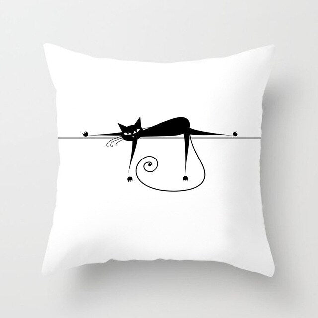 Black Cat Animal Pattern Decorative Pillowcase 45*45 Polyester Cushion Cover Throw Pillow