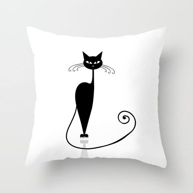 Black Cat Animal Pattern Decorative Pillowcase 45*45 Polyester Cushion Cover Throw Pillow